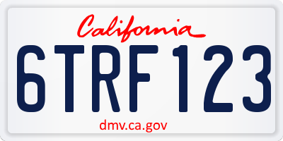 CA license plate 6TRF123