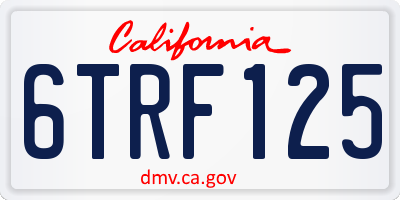 CA license plate 6TRF125