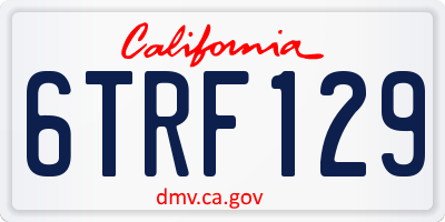 CA license plate 6TRF129