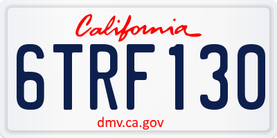 CA license plate 6TRF130