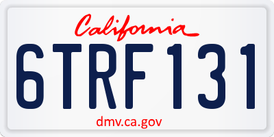 CA license plate 6TRF131