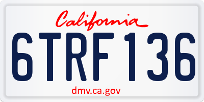 CA license plate 6TRF136