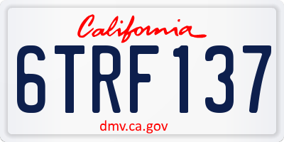 CA license plate 6TRF137