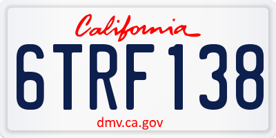 CA license plate 6TRF138