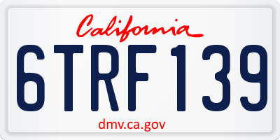 CA license plate 6TRF139