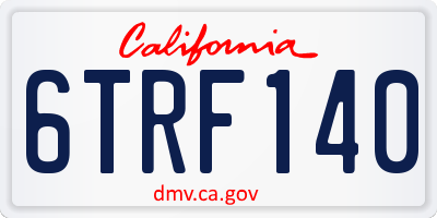 CA license plate 6TRF140