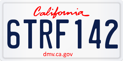 CA license plate 6TRF142
