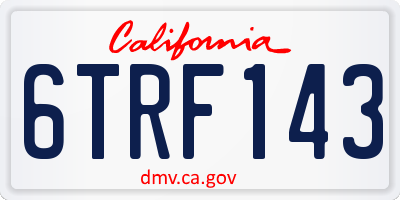 CA license plate 6TRF143