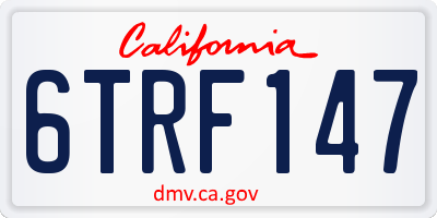 CA license plate 6TRF147