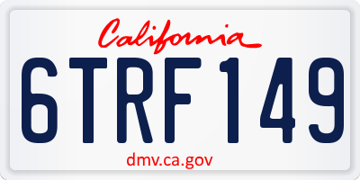 CA license plate 6TRF149