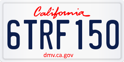 CA license plate 6TRF150