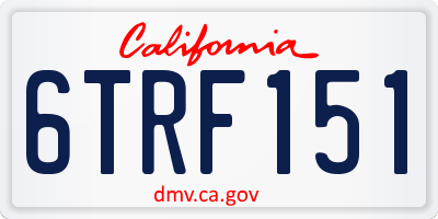 CA license plate 6TRF151