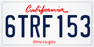 CA license plate 6TRF153