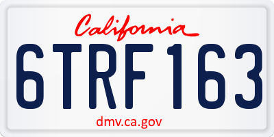 CA license plate 6TRF163