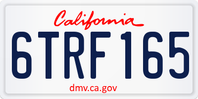 CA license plate 6TRF165
