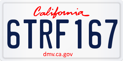 CA license plate 6TRF167