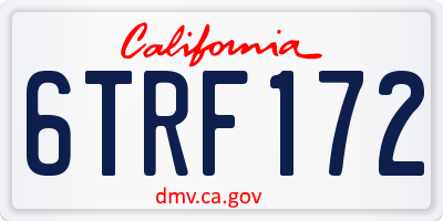 CA license plate 6TRF172