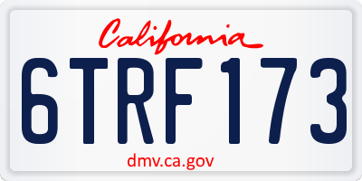 CA license plate 6TRF173