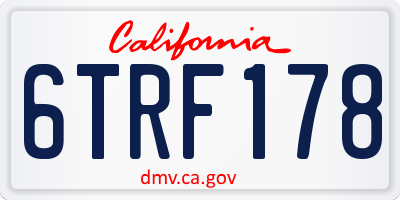 CA license plate 6TRF178