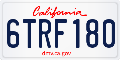 CA license plate 6TRF180