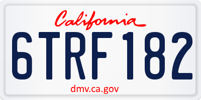 CA license plate 6TRF182