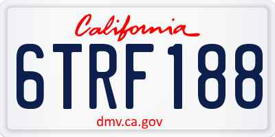 CA license plate 6TRF188