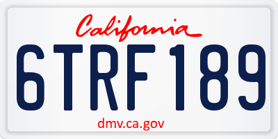 CA license plate 6TRF189