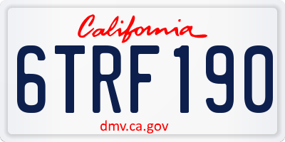 CA license plate 6TRF190