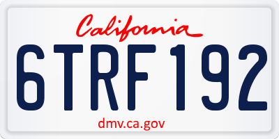 CA license plate 6TRF192