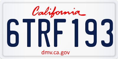 CA license plate 6TRF193