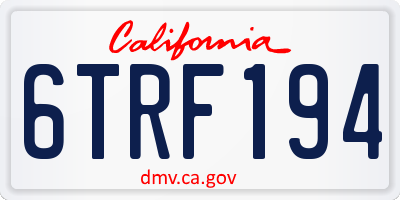 CA license plate 6TRF194