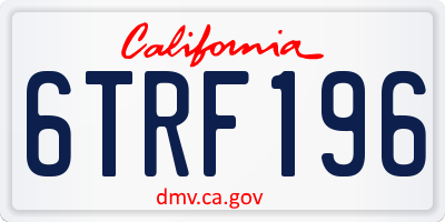 CA license plate 6TRF196