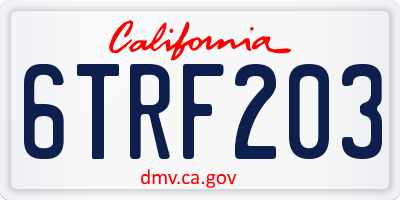 CA license plate 6TRF203