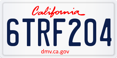 CA license plate 6TRF204