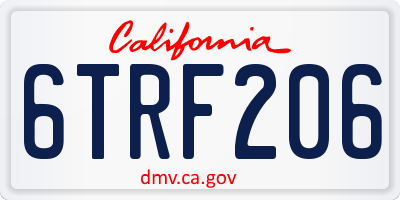 CA license plate 6TRF206