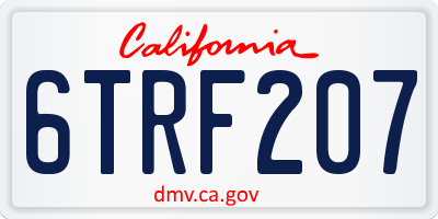 CA license plate 6TRF207