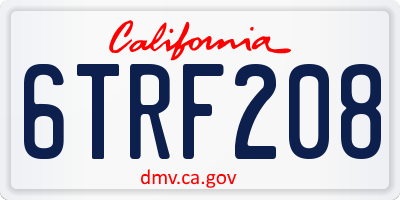 CA license plate 6TRF208