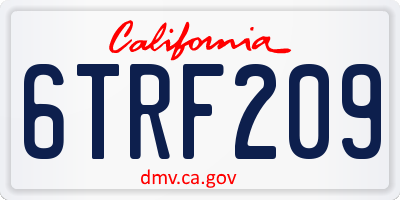 CA license plate 6TRF209