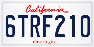 CA license plate 6TRF210