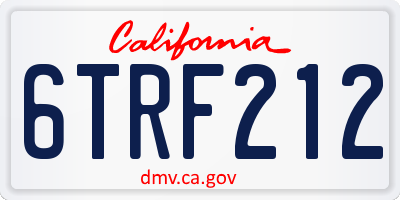 CA license plate 6TRF212