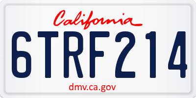 CA license plate 6TRF214