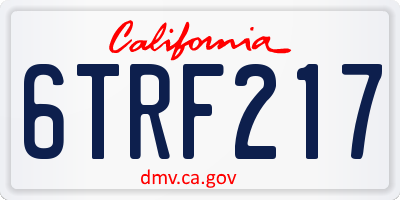 CA license plate 6TRF217