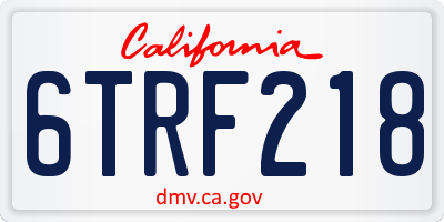 CA license plate 6TRF218
