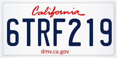 CA license plate 6TRF219