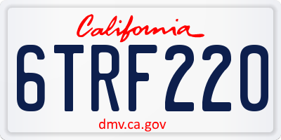 CA license plate 6TRF220