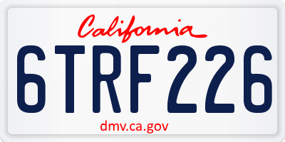 CA license plate 6TRF226