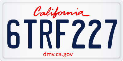 CA license plate 6TRF227