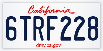 CA license plate 6TRF228