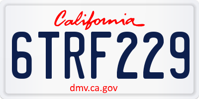 CA license plate 6TRF229