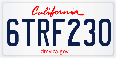 CA license plate 6TRF230